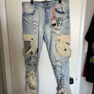 Smoke Rise Men’s Distressed Light Blue Jeans